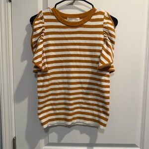 Anthropologie Brown and White Striped Knit Top